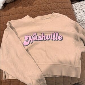Beige Nashville Cropped Sweatshirt